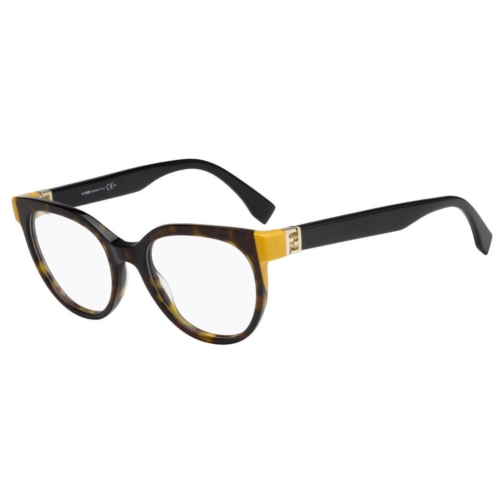 FENDI FF 0131 OPTICAL EYEGLASSES HAVANA/YELLOW/BLACK - Picture 3 of 7